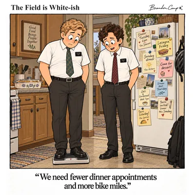 “We need fewer dinner appointments and more bike miles.”