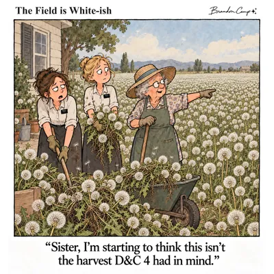 “Sister, I’m starting to think this isn’t the harvest D&C 4 had in mind.”